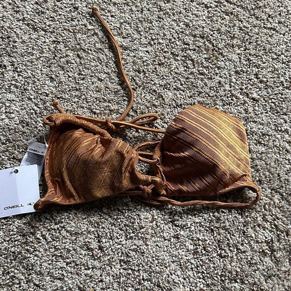 O'Neill Metallic Copper Striped Triangle Bikini Top